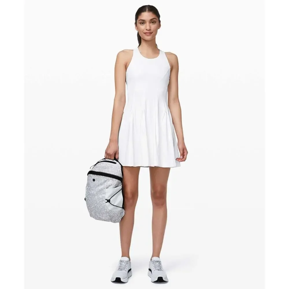 LULULEMON Court Crush Tennis Dress White Nulux Quick Dry Lined Pockets 8 - Picture 1 of 8